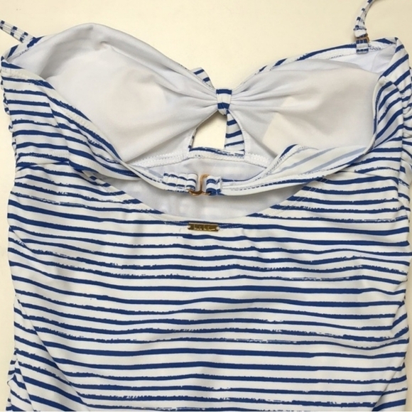 Nicole Miller Blue Stripe Halter Top Bikini Swimsuit Size 8 NWT - Picture 2 of 16